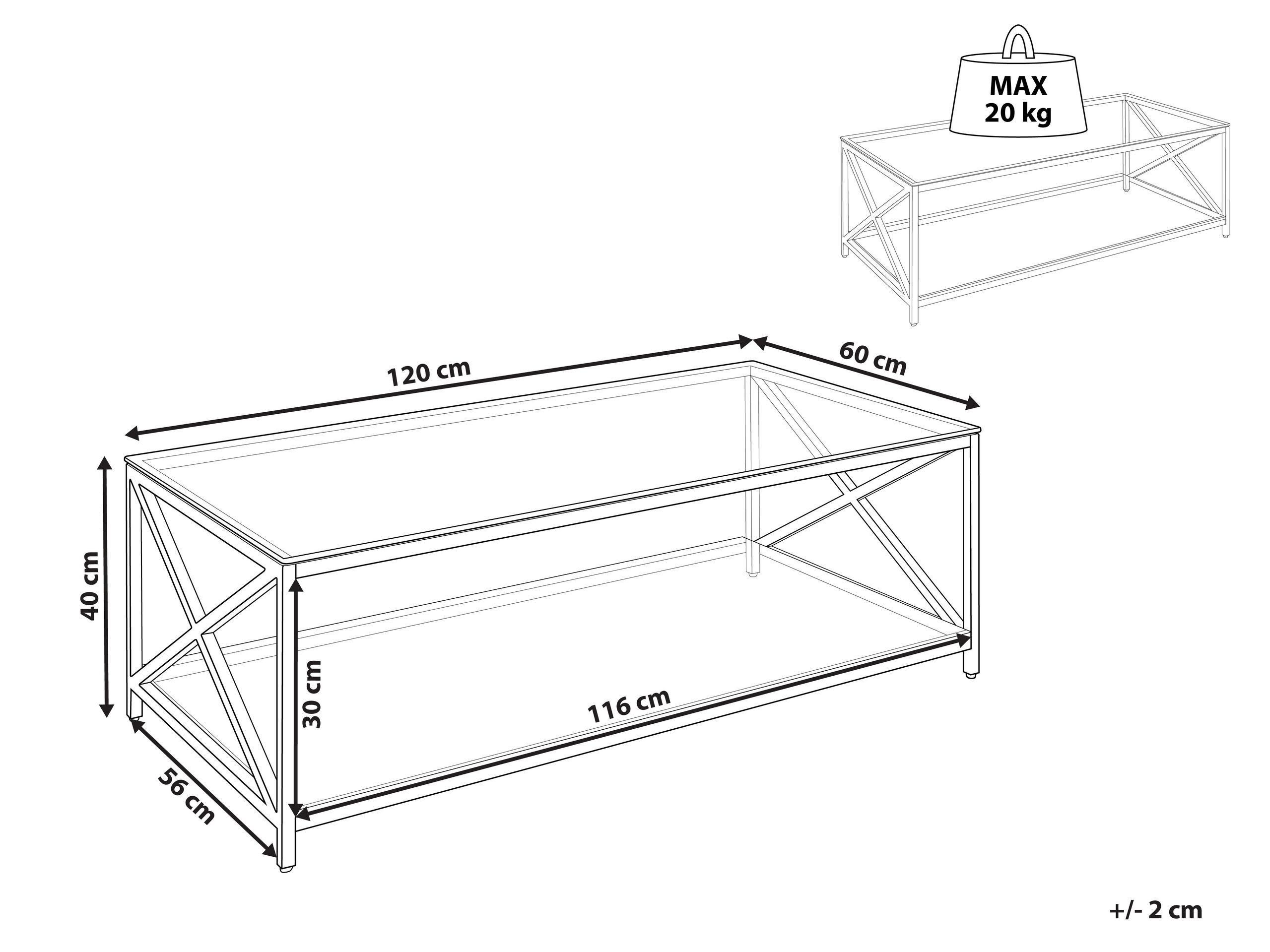 Beliani Table basse en Verre de sécurité Glamour AUDET  