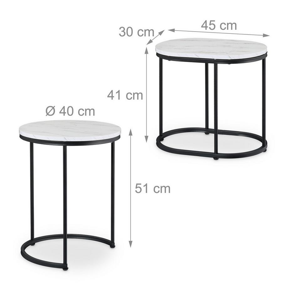 Northix Satztische-Set in Marmoroptik  