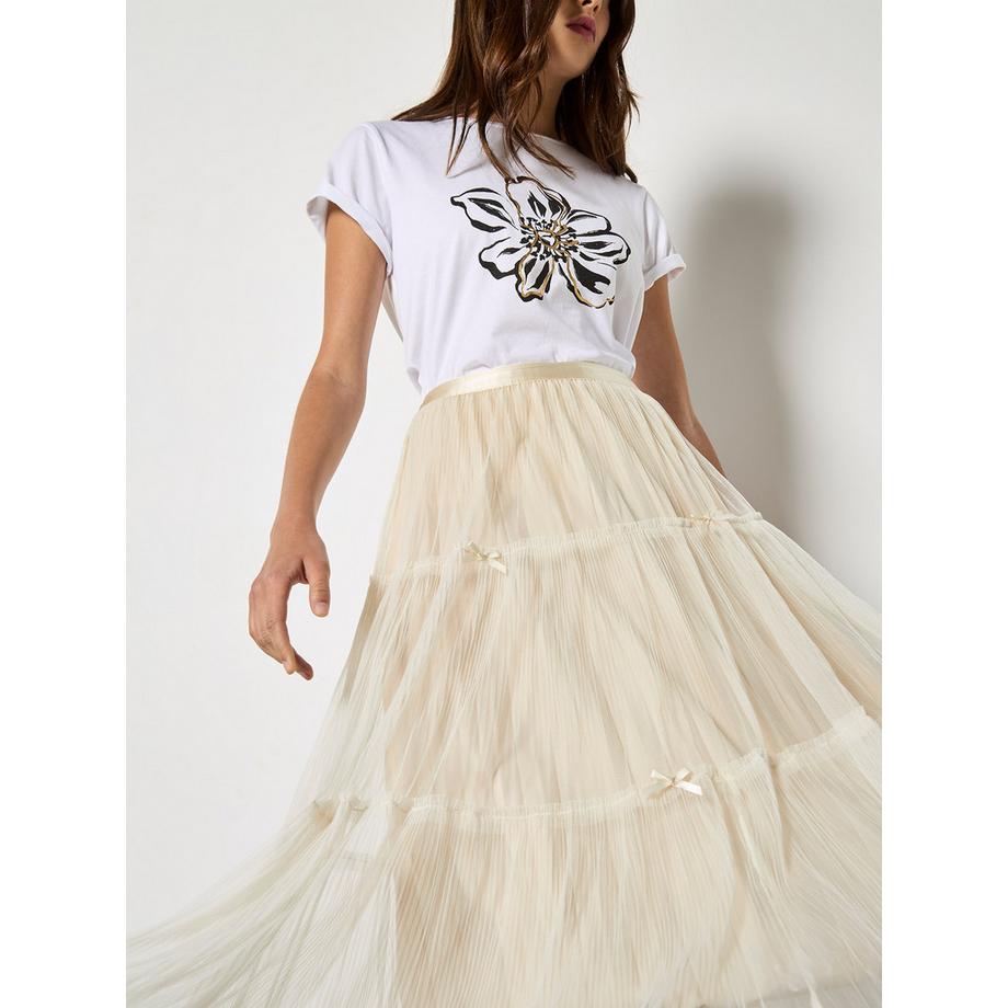 APRICOT Gonna Midi in Mesh con Fiocchi e Balze  
