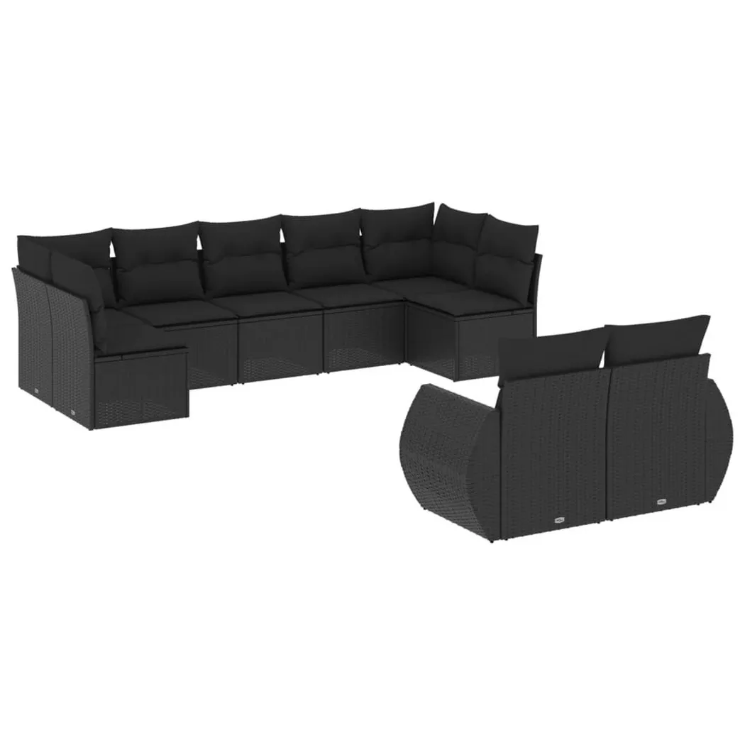 VidaXL - set divano da giardino Polirattan, One Size, Nero