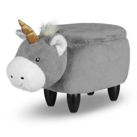 ZOOSY  Tabouret Zoosy Licorne "Enea" Gris, avec compartiment 