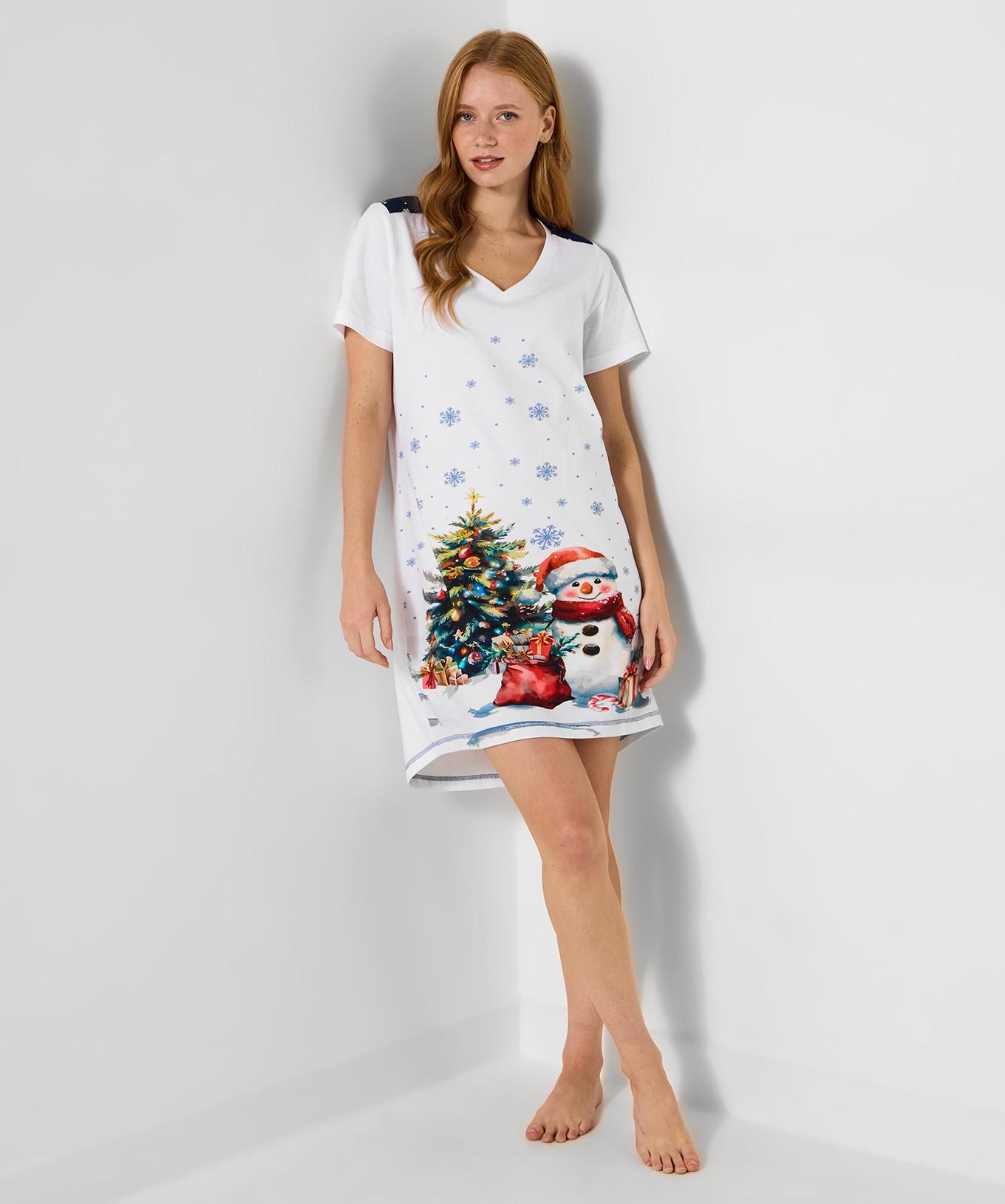 Joe Browns Chemise de Nuit Festive en Jersey Bonhomme de Neige  