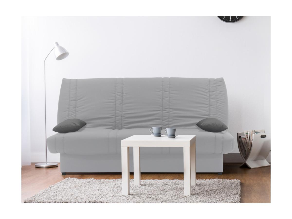 Vente-unique Divano letto clic clac con contenitore portaoggetti in tessuto Grigio con cuscini FARWEST  