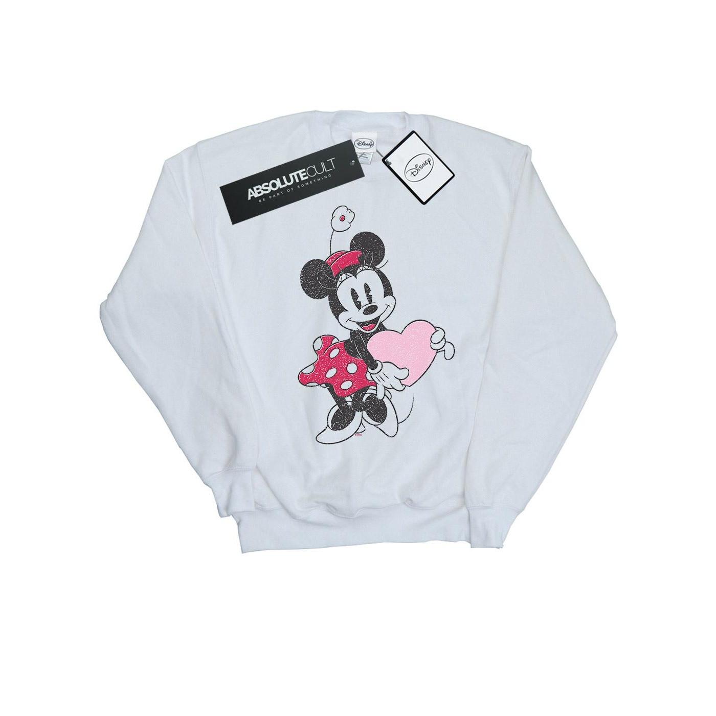 Image of Minnie Mouse Love Heart Sweatshirt Herren Weiss 5XL