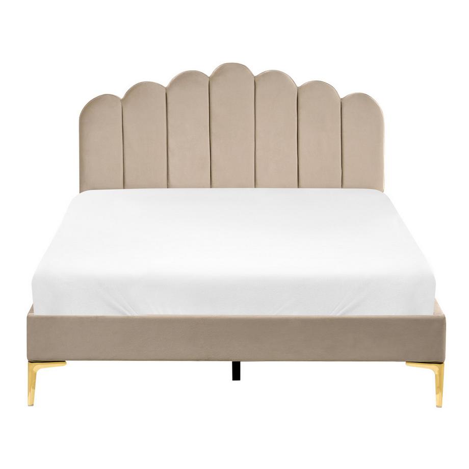 Beliani Lit avec sommier en Velours  SAUVIAN  