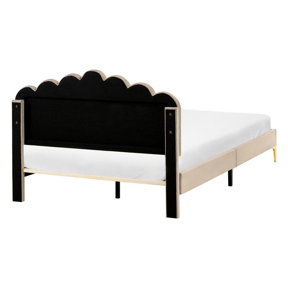 Beliani Lit avec sommier en Velours  SAUVIAN  