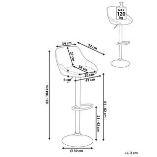 Beliani Lot de 2 tabourets de bar en Tissu Moderne MEDULIN  