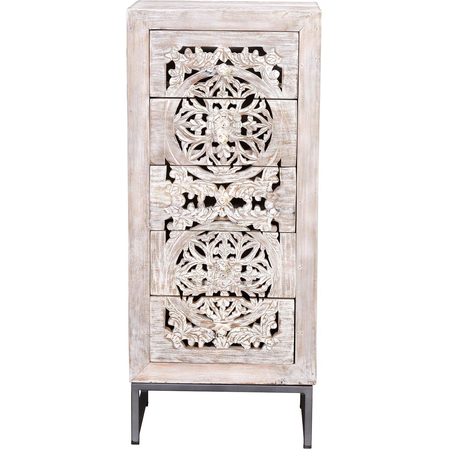 Image of Hochkommode Mykonos Mango vintage weiss 45x106 Hochkommode Mykonos Mango vintage weiss 45x106