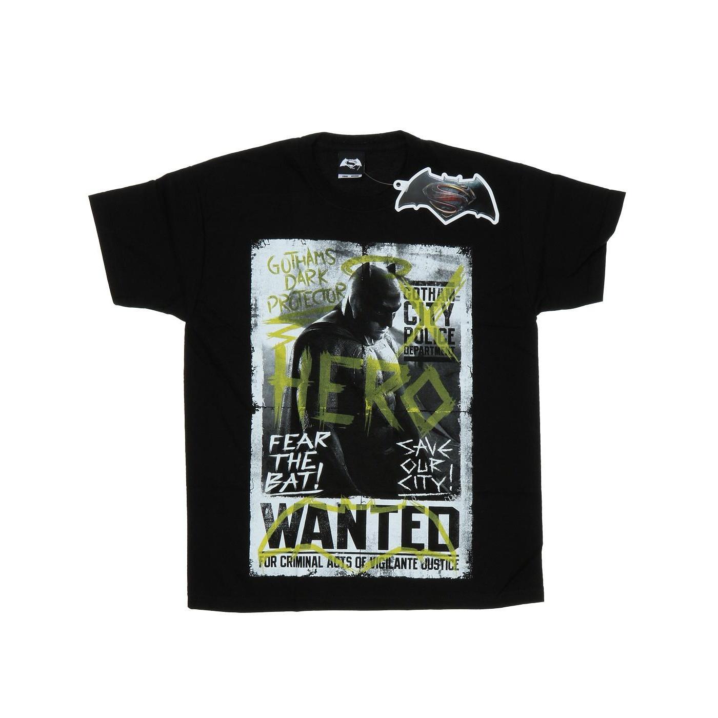 Image of Batman V Superman Wanted Poster Tshirt Jungen Schwarz 140/146