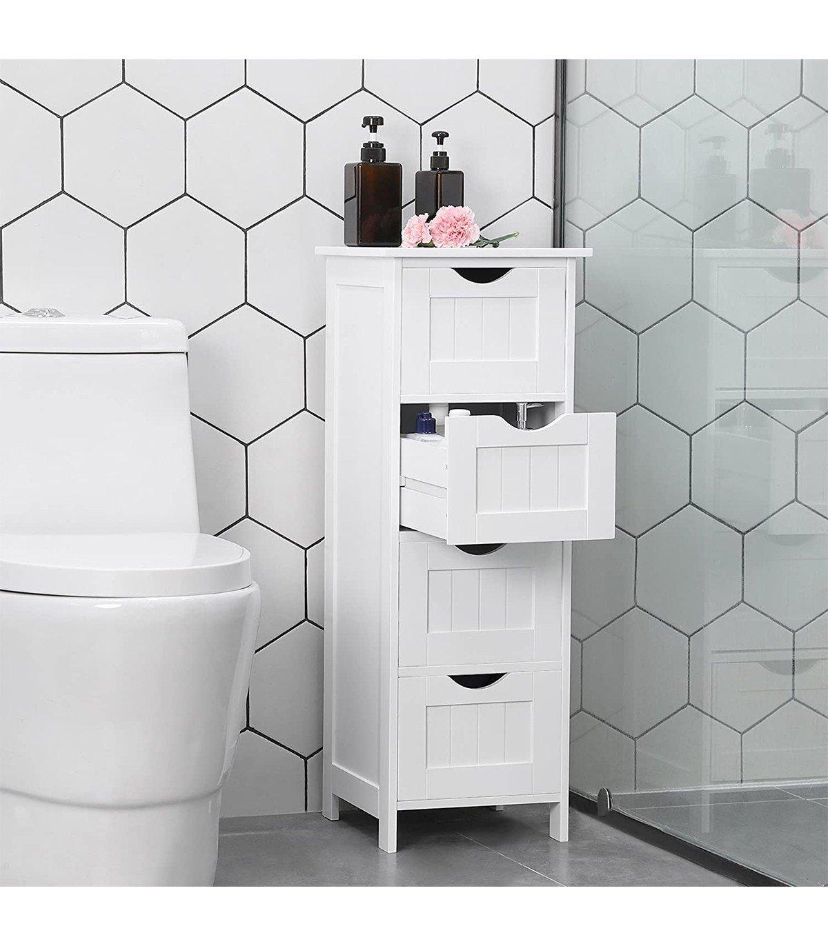 Calicosy Chiffonnier de rangement 4 tiroirs blanc - L30 x H82 cm  