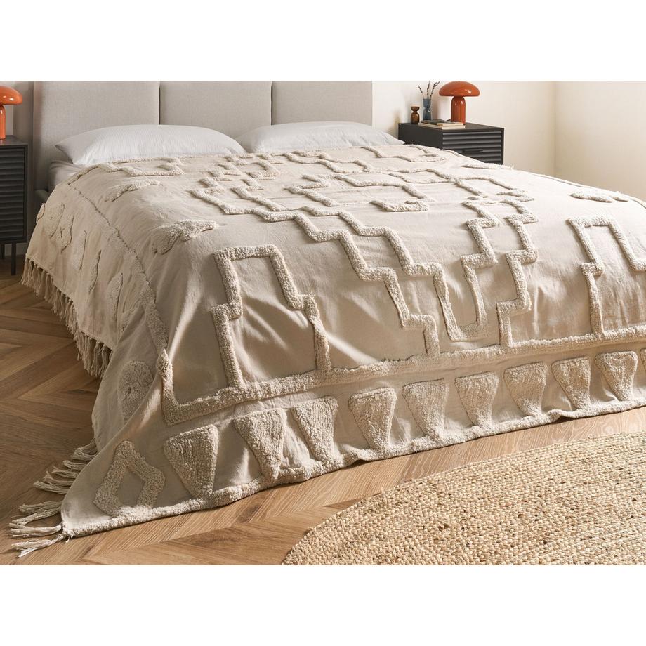 Beliani Chack Boho Coperta in Cotone  