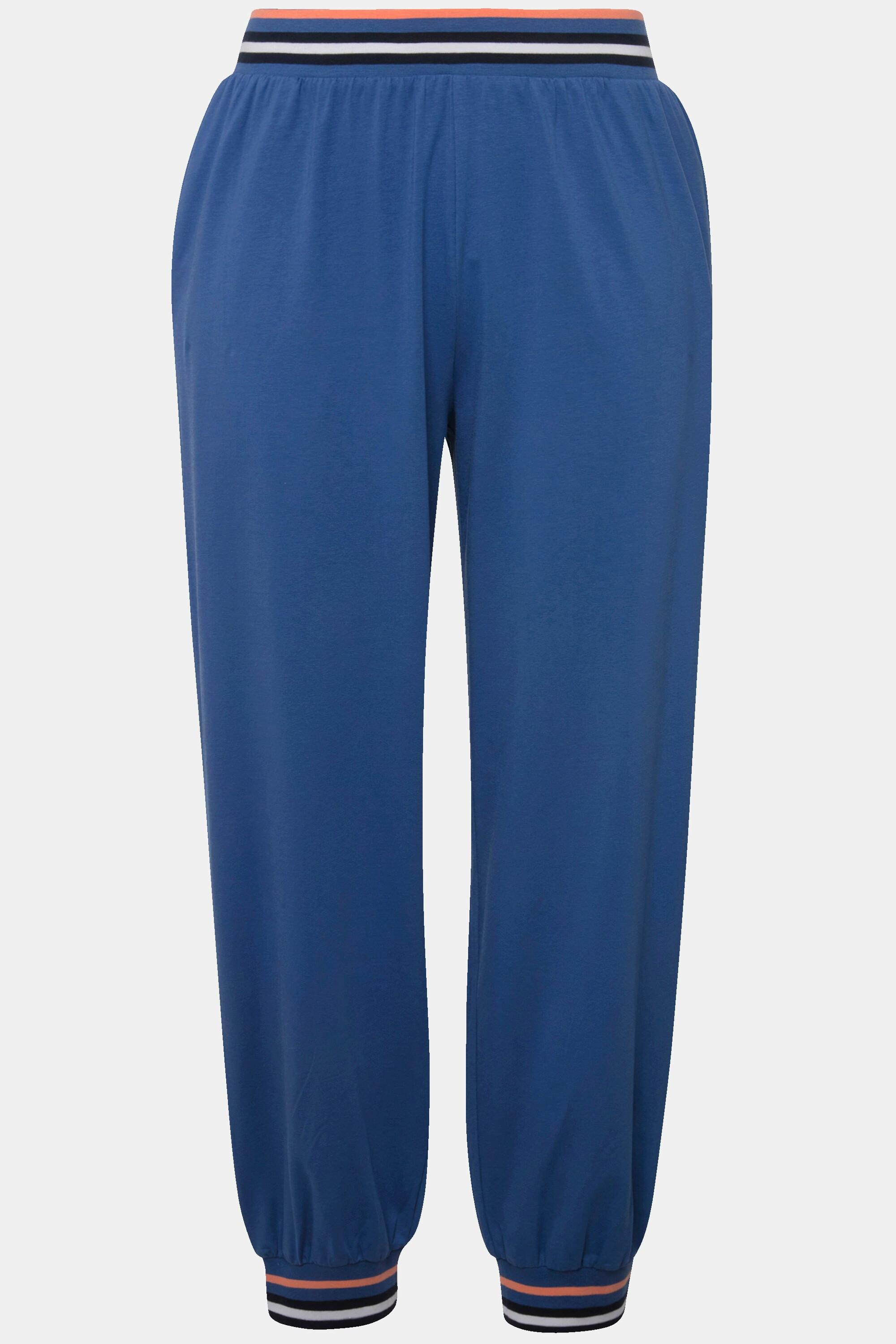 Ulla Popken  Pantaloni loungewear con cintura elastica e orli a righe 