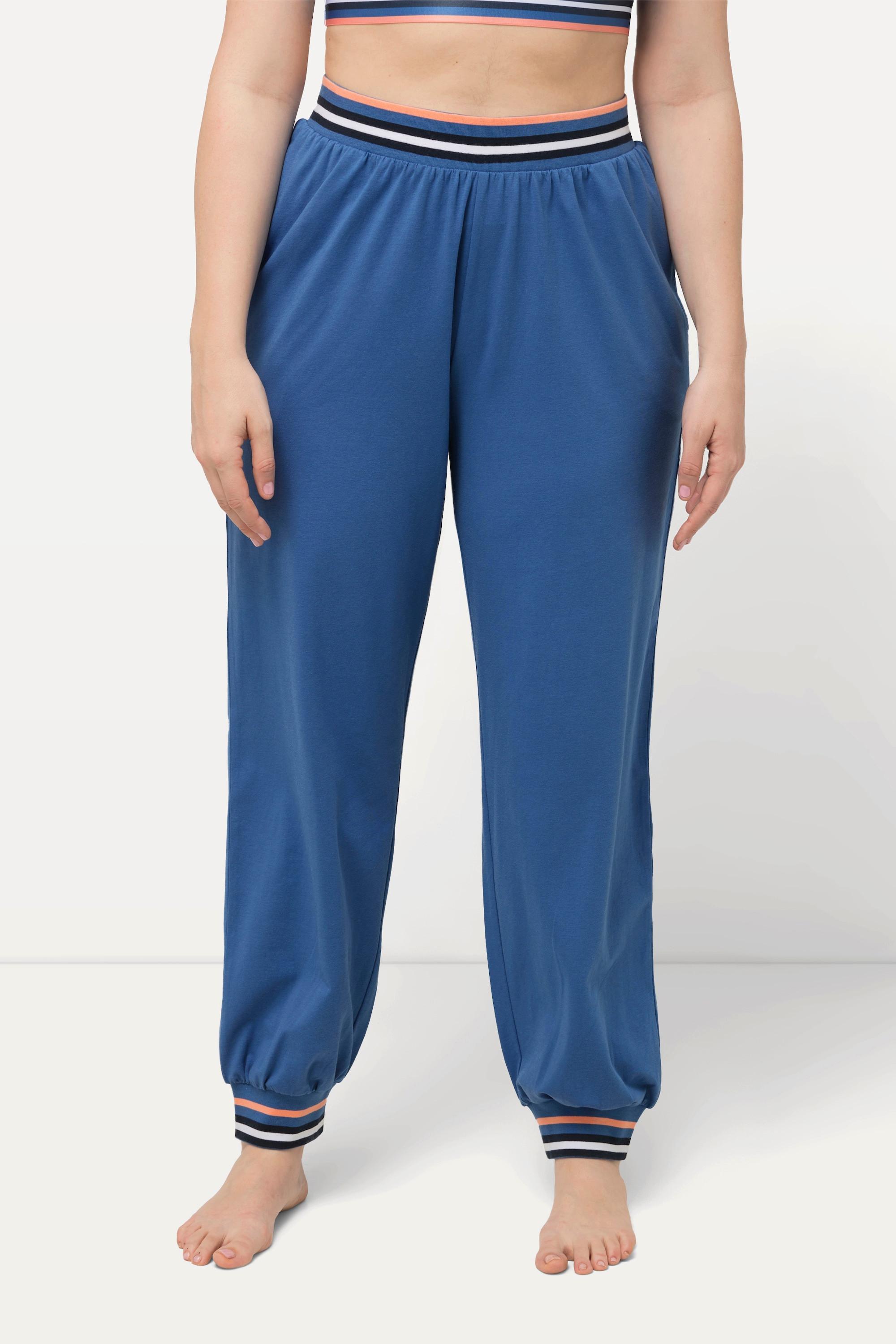 Ulla Popken  Pantaloni loungewear con cintura elastica e orli a righe 