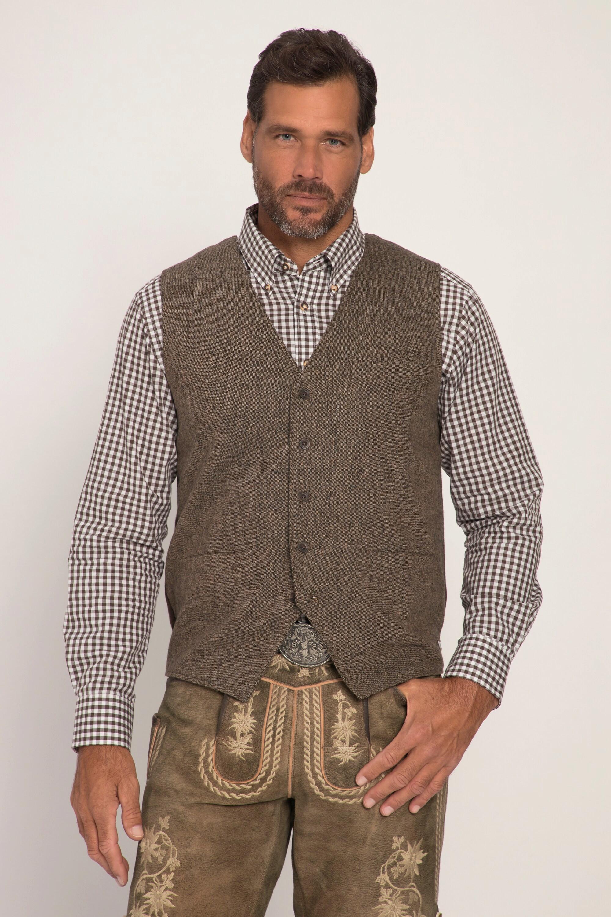 JP1880 Gilet in tweed tradizionale misto lana motivo sale e pepe schiena in maglia  