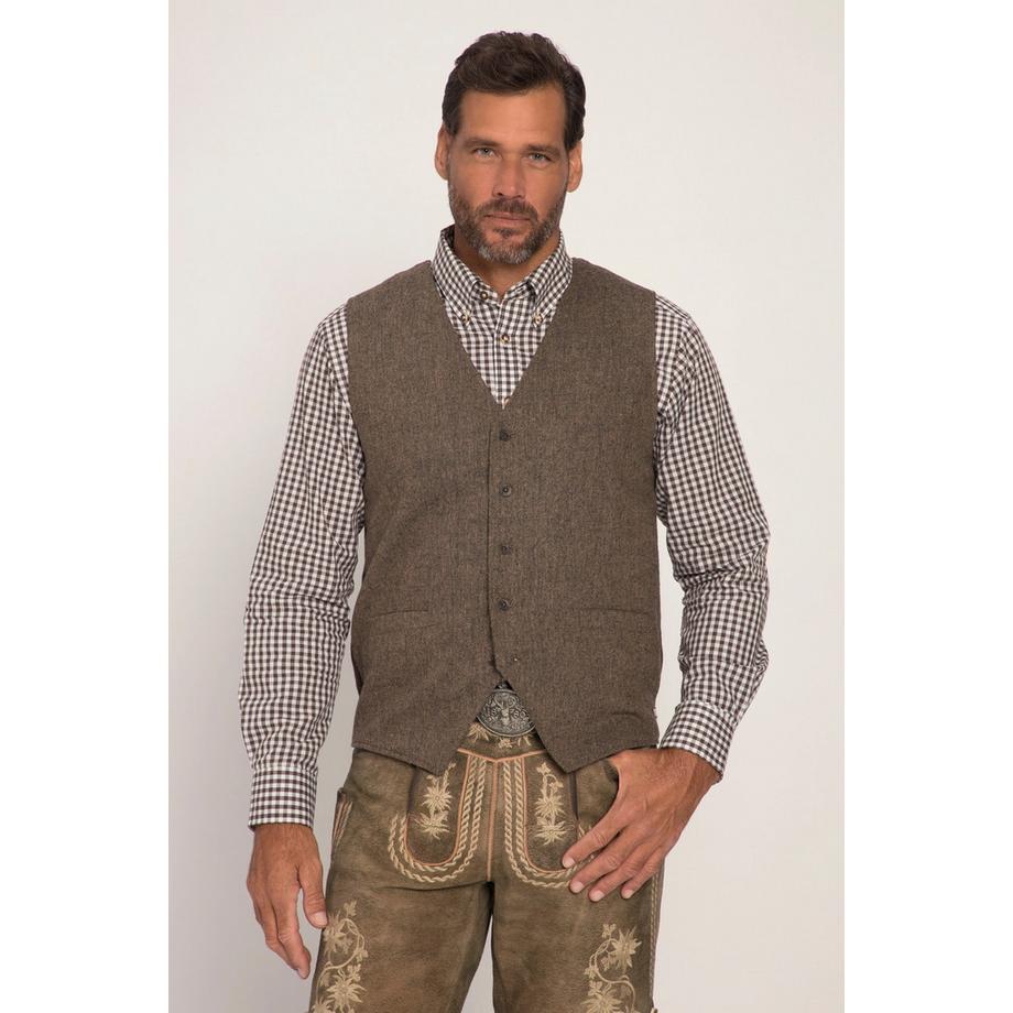 JP1880 Gilet en tweed traditionnel mélange de laine motif sel et poivre dos tricoté  
