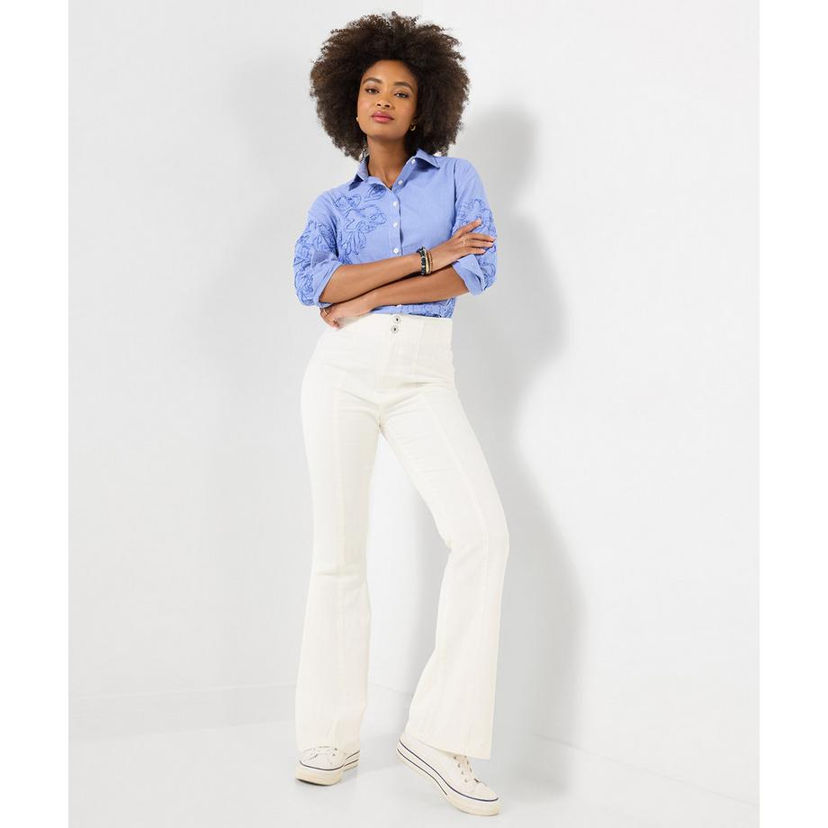 Hoch geschnittene Kick-Flare-Jeans