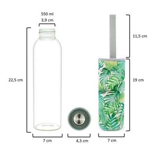 T&N  Glastrinkflasche Wasserflasche Classique (Roségold, Tropical Leaves, 550ml) 