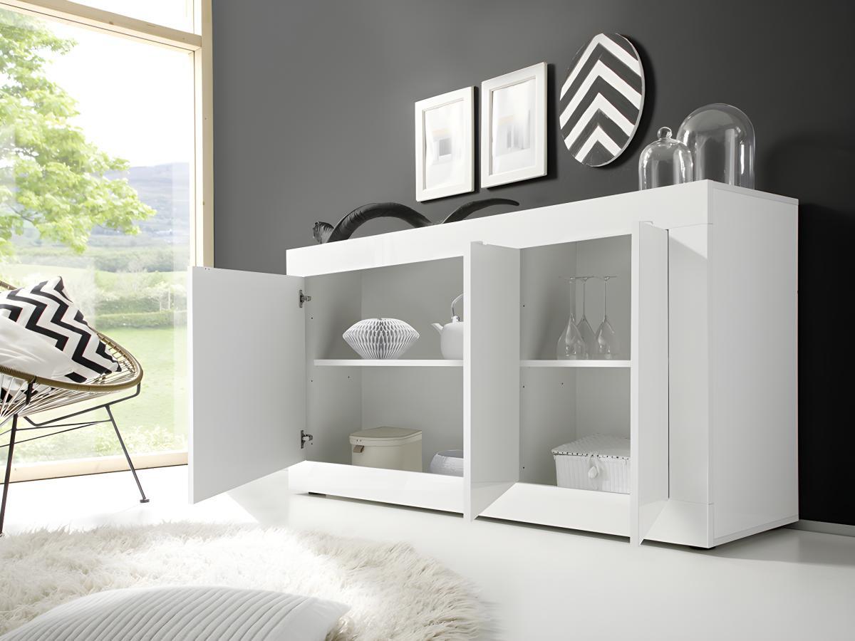 Vente-unique Credenza COMETE 3 ante Bianco laccato  