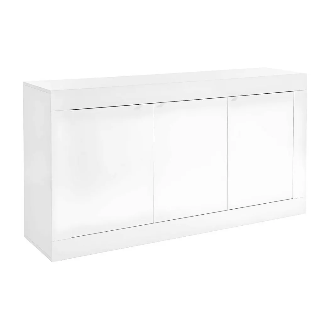 Vente-unique - Buffet COMETE 3 portes laqué, One Size, Blanc