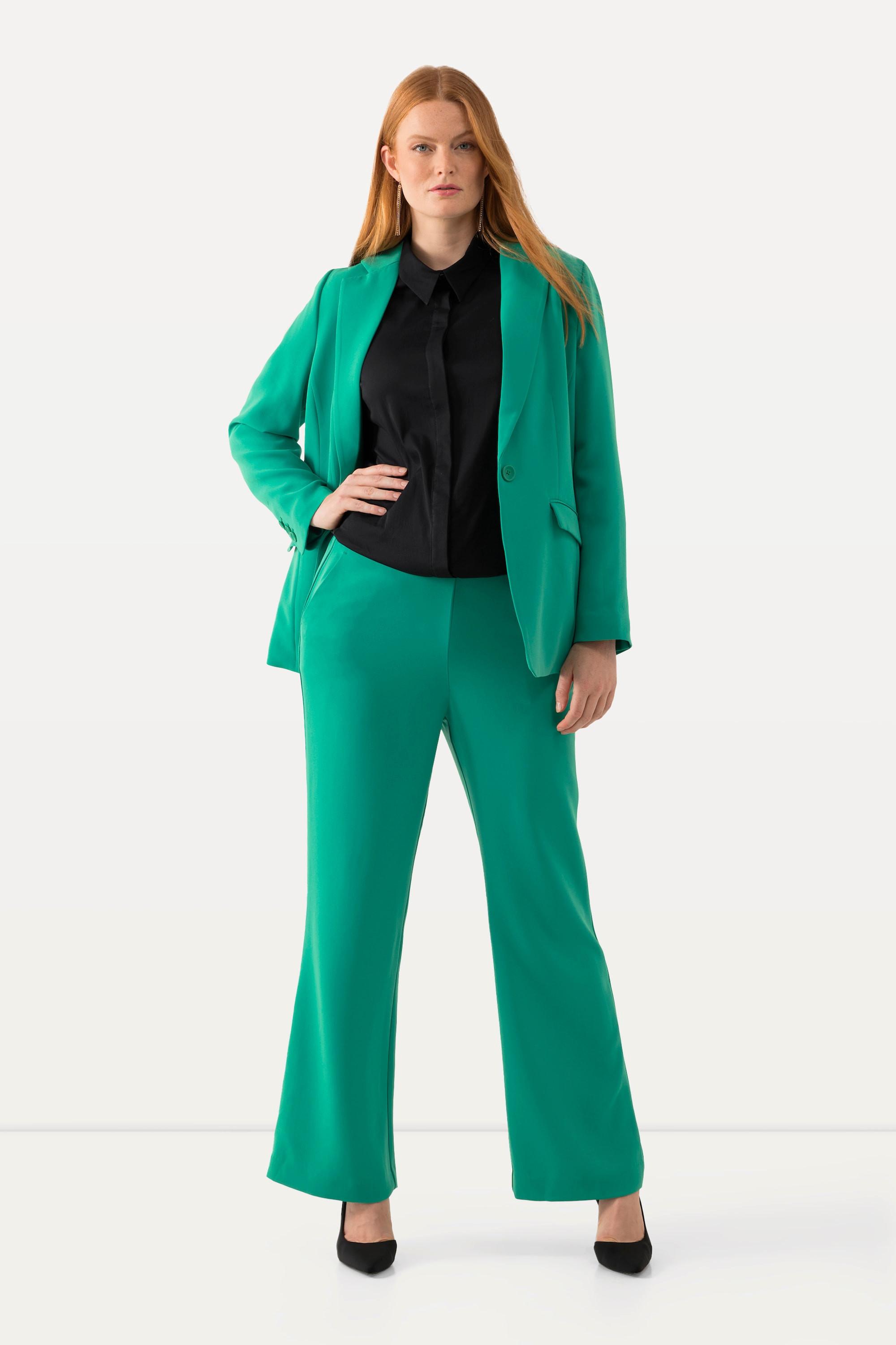 Ulla Popken  Pantalon de tailleur à jambe droite et large. Taille élastique 