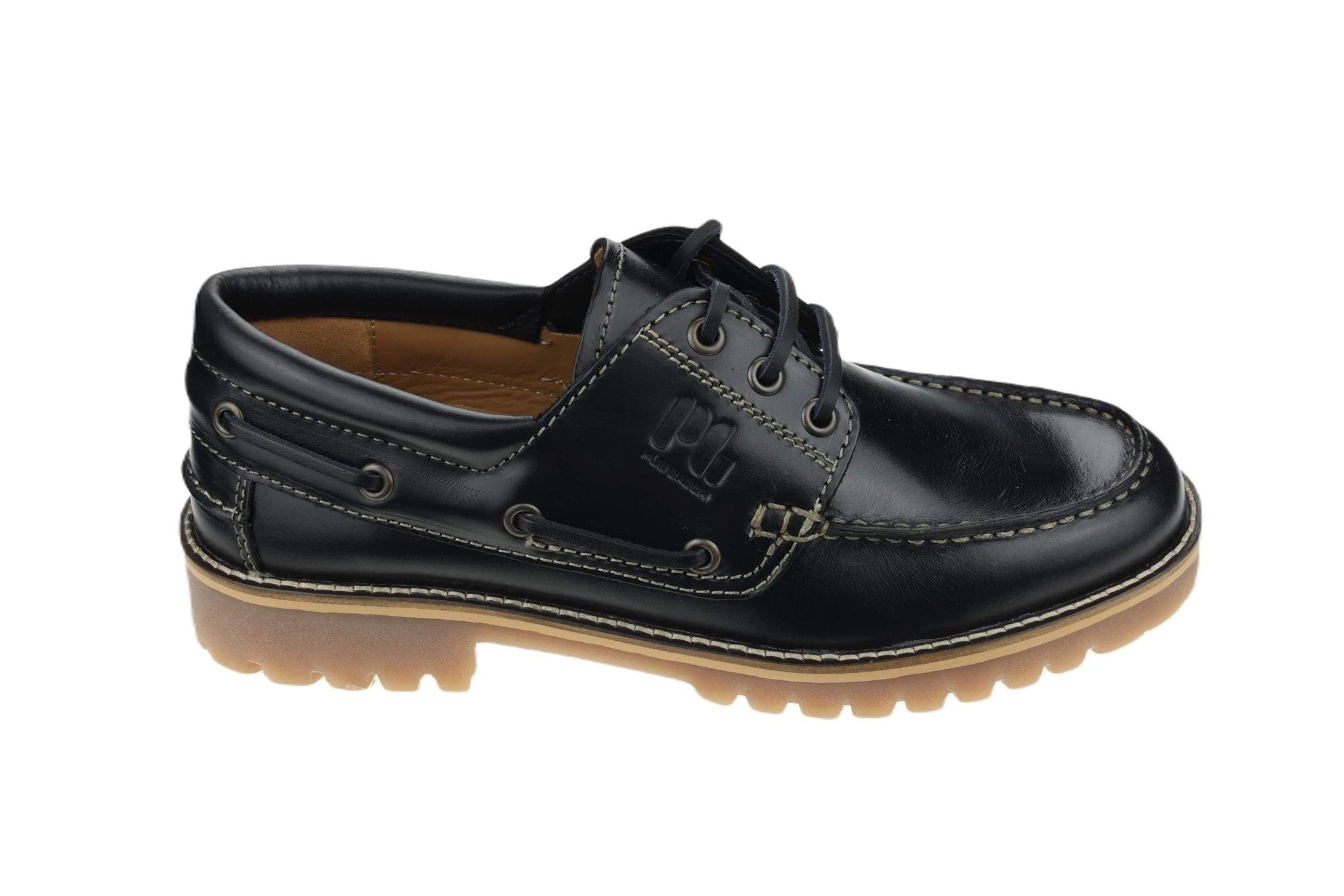 Image of Leder Schnürschuh Unisex Blau 48.5