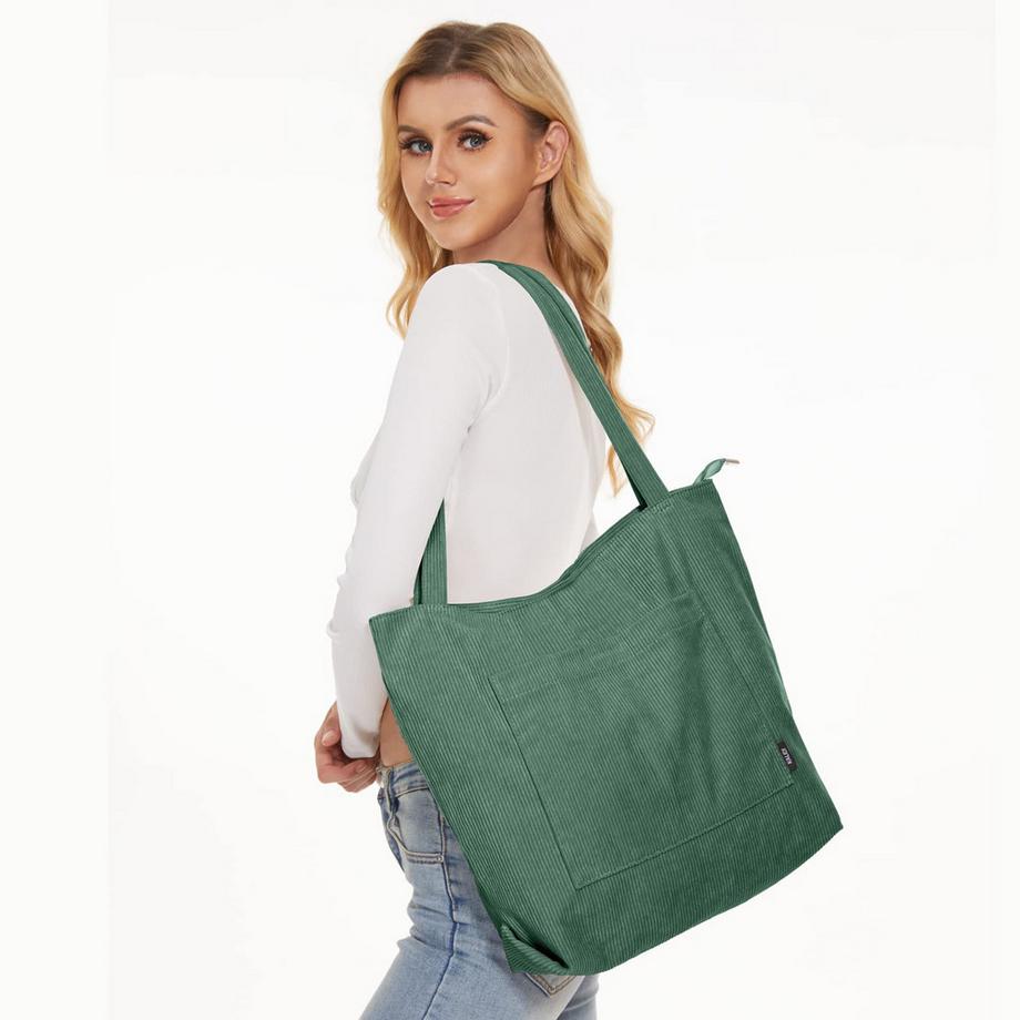 Only-bags.store Borsa a Tracolla in Velluto a Coste con Cerniera  