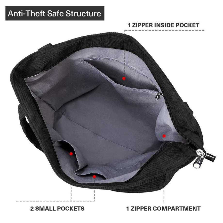 Only-bags.store Borsa a Tracolla in Velluto a Coste con Cerniera  