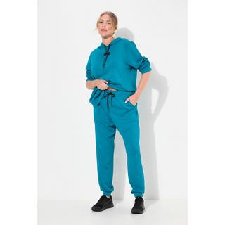 Ulla Popken  Pantaloni sportivi con scritta, cintura elastica e laccetto 