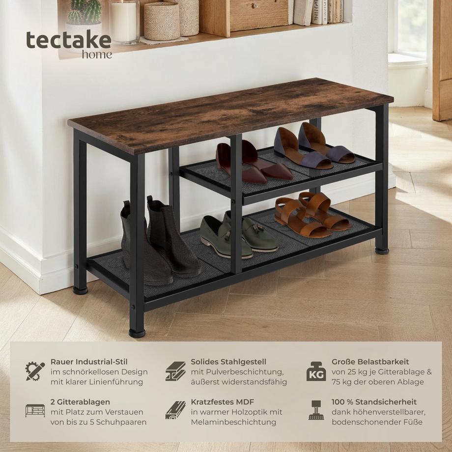 Tectake Étagère à chaussures TAUNTON style industriel  