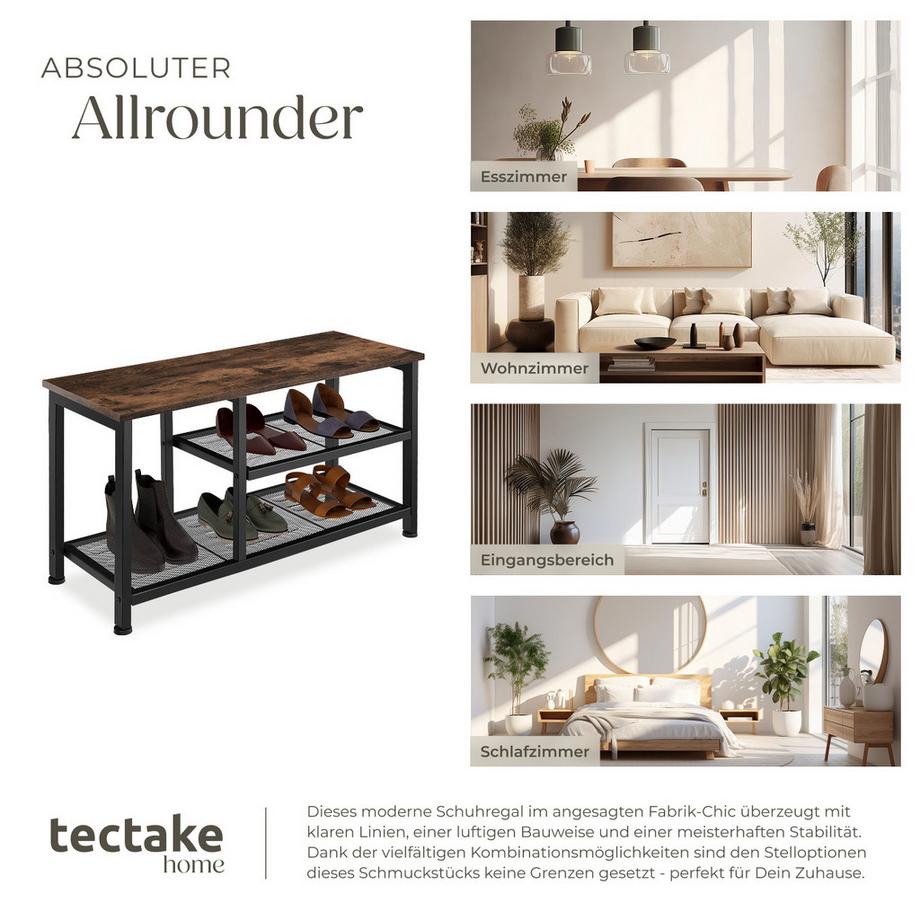 Tectake Schuhregal Taunton Industrial Style Holz und Stahl  