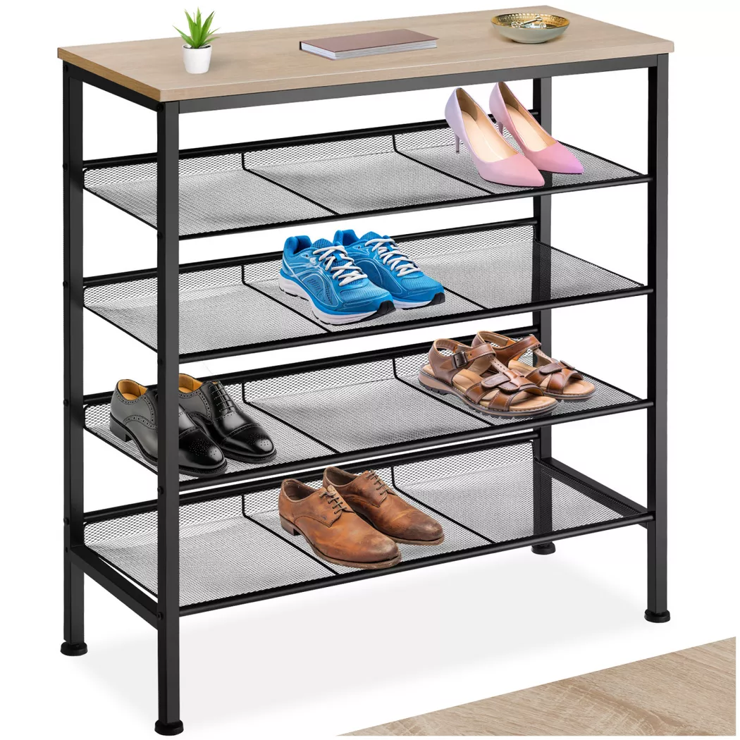 Tectake - Schuhregal Bournemouth Industrial Style Holz und Stahl, 86cm, Sand