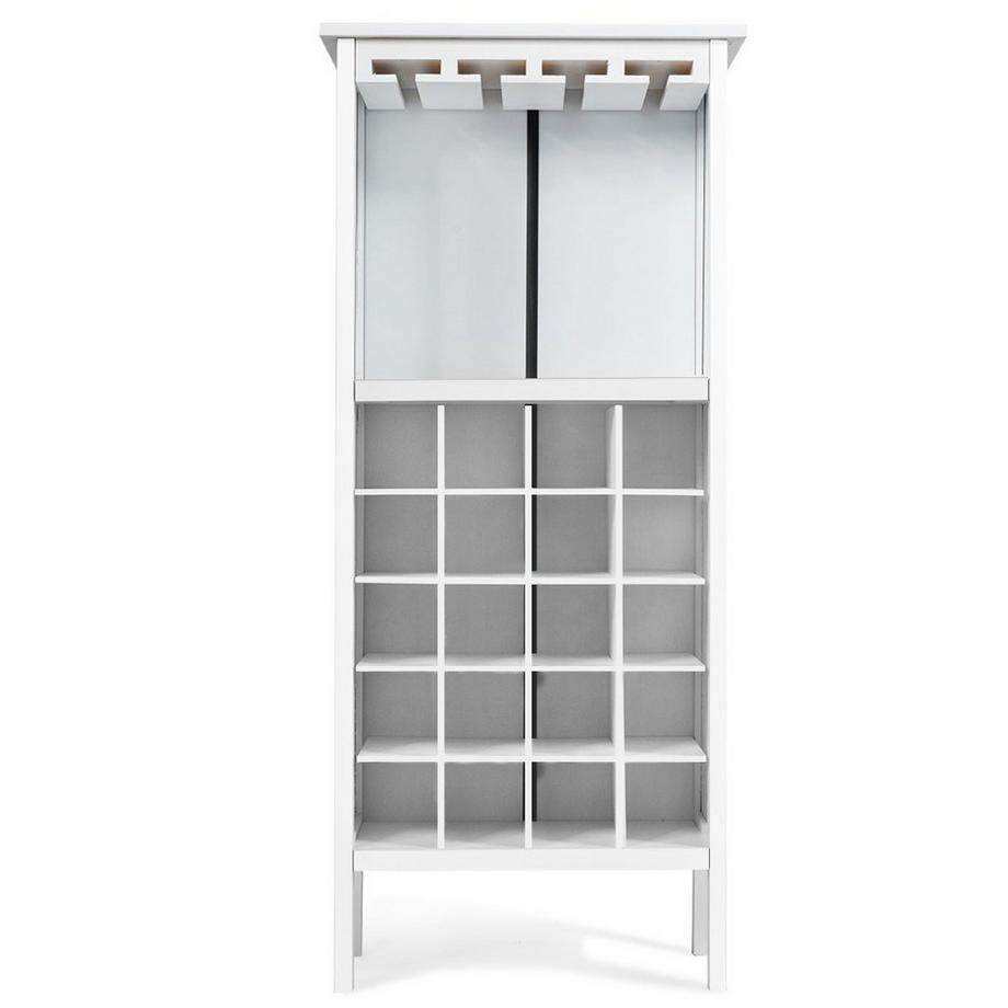 Northix Portabottiglie in legno per 20 bottiglie con appendiabiti in vetro 42 x 24,5 x 96 cm bianco  