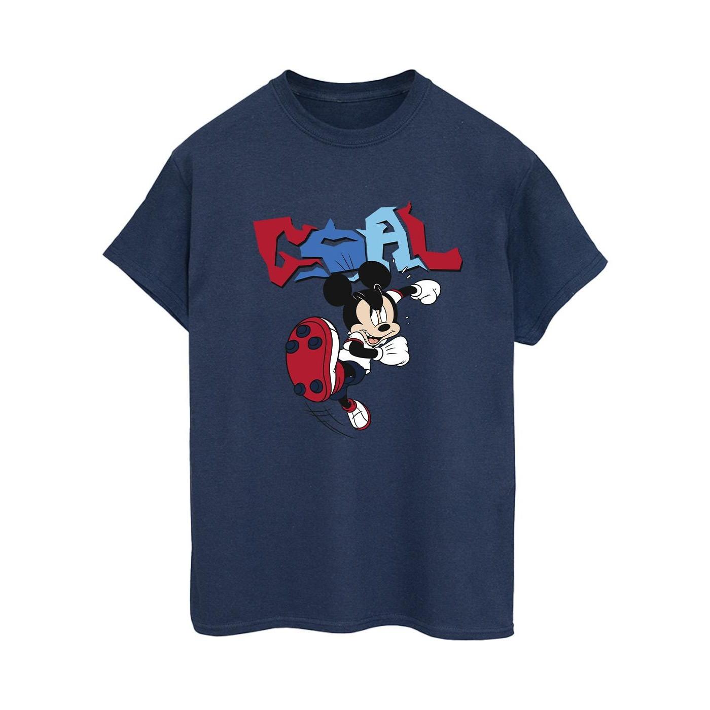 Image of Mickey Mouse Goal Striker Pose Tshirt Damen Marine S