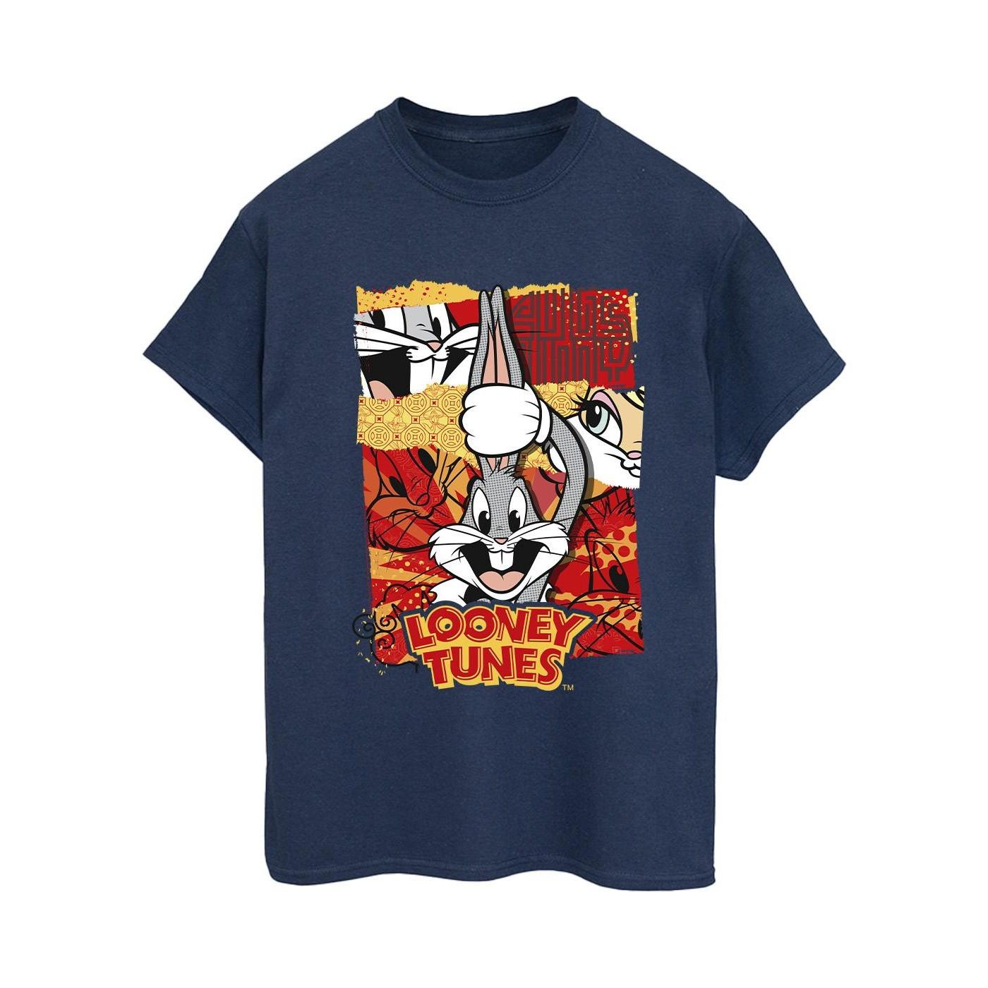 Image of Bugs Rabbit Comic New Year Tshirt Damen Marine XL