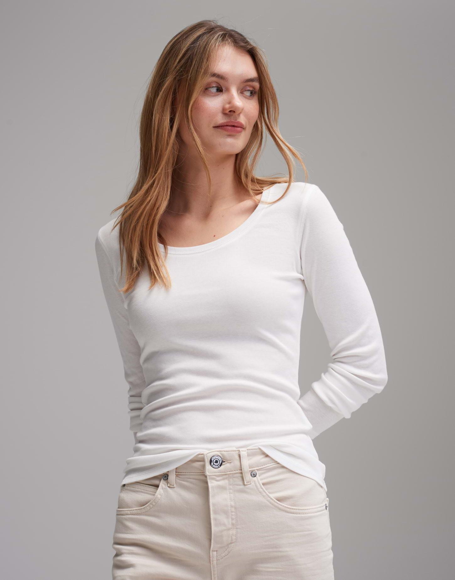 Image of Langarmshirt Sorana Figurbetont Damen Elfenbein 42