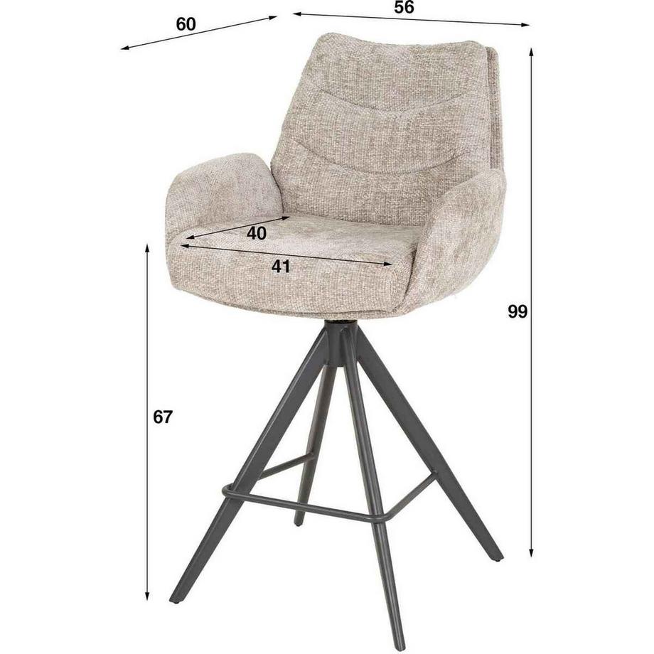 mutoni Chaise de bar Lounge Rich taupe  