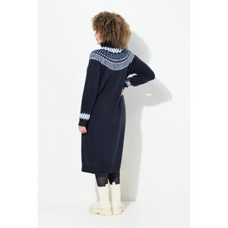 Ulla Popken Robe en maille motif norvégien col roulé manches longues  