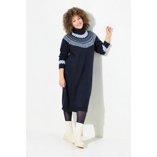 Ulla Popken Robe en maille motif norvégien col roulé manches longues  