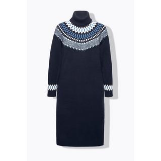 Ulla Popken Robe en maille motif norvégien col roulé manches longues  