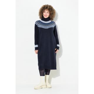 Ulla Popken Robe en maille motif norvégien col roulé manches longues  