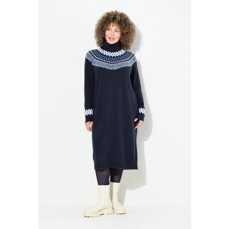 Ulla Popken Robe en maille motif norvégien col roulé manches longues  