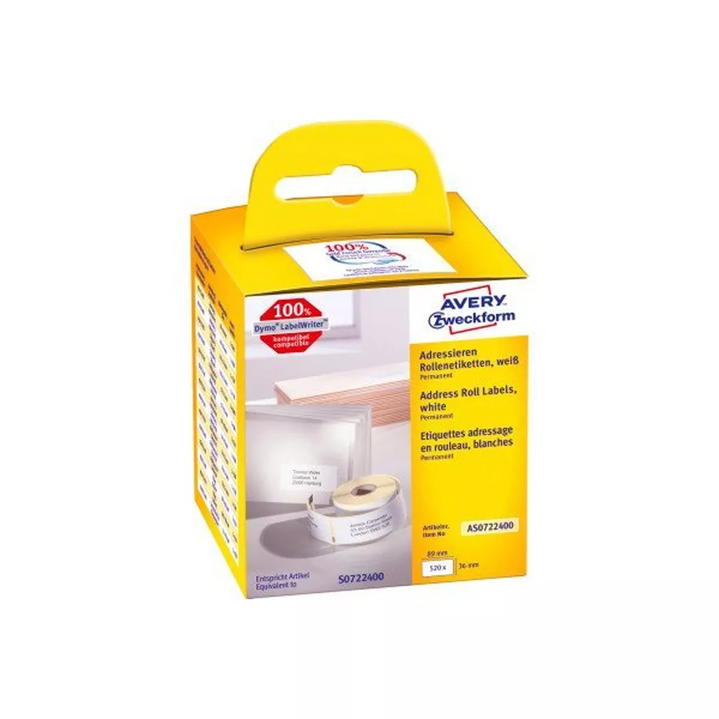 Avery-Zweckform – AVERY ZWECKFORM Adress-Etiketten 89x36mm, 2×260 Stück, One Size, Weiss
