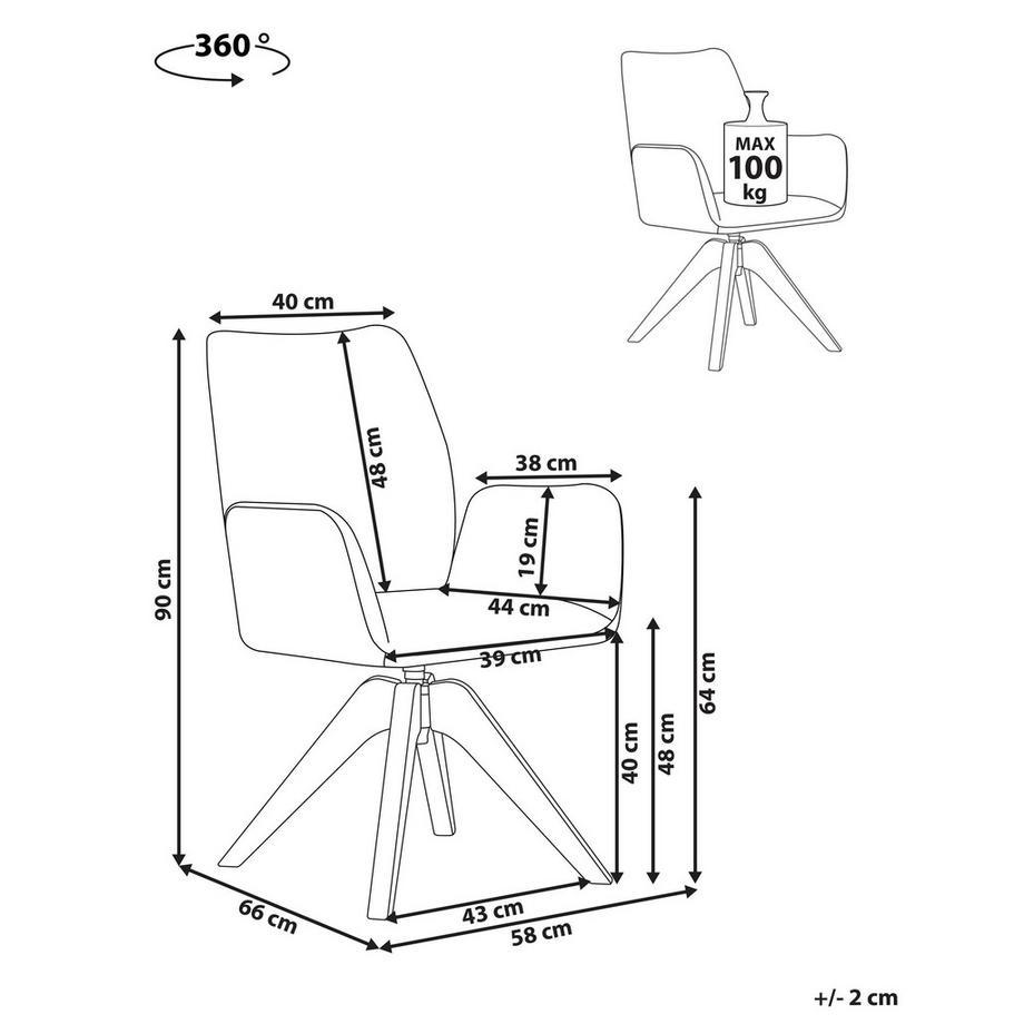 Beliani Chaise de salle à manger en Lin synthétique Minimaliste MOKENA  