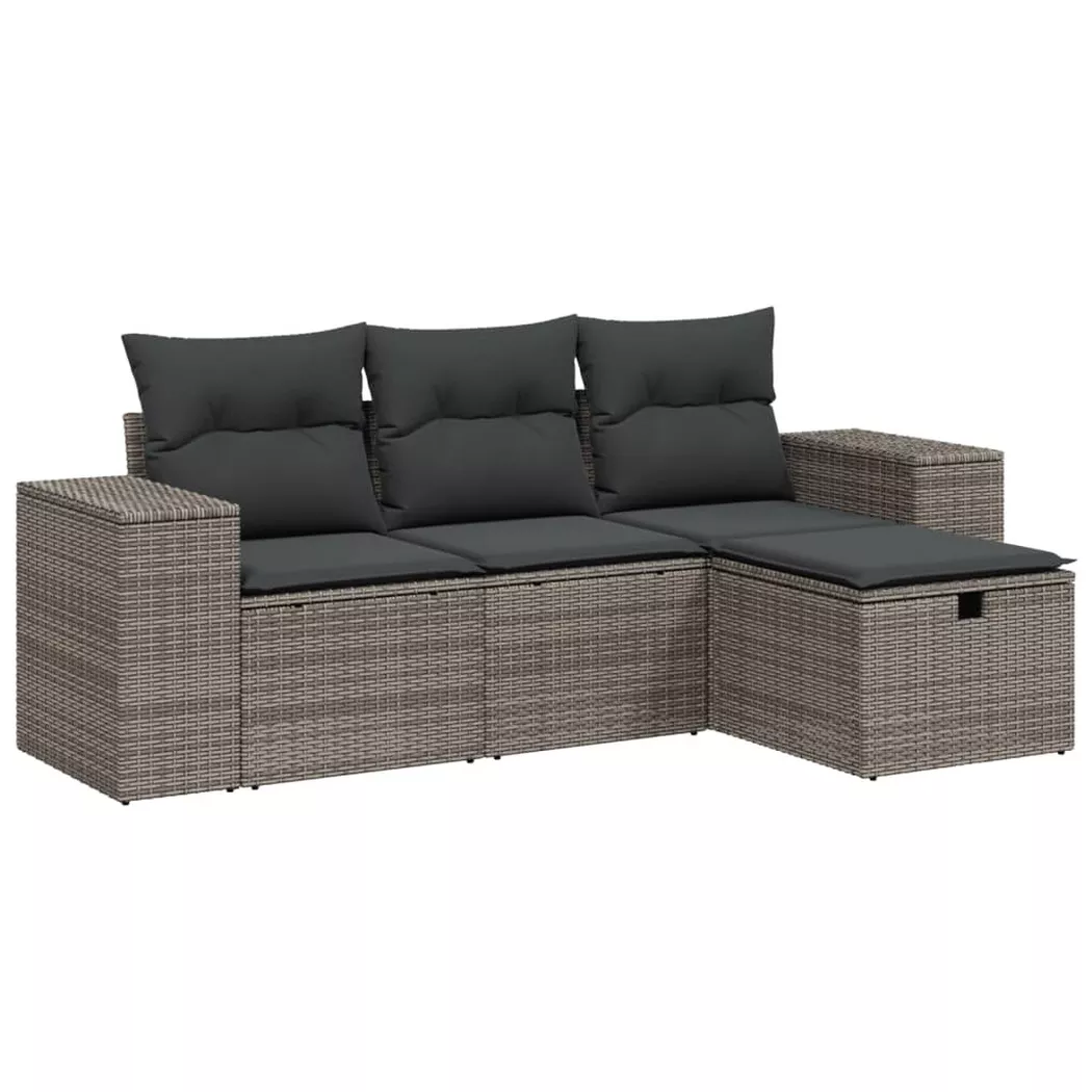 VidaXL - set divano da giardino Polirattan, One Size, Grigio