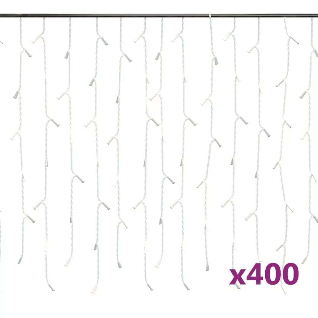VidaXL - Rideau lumineux à glaçons, One Size, Blanc