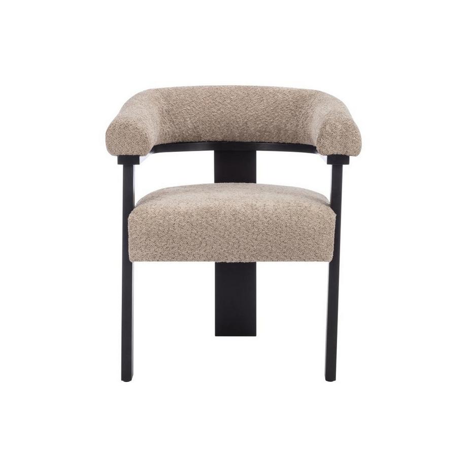 PASCAL MORABITO Stuhl mit Armlehnen 2er-Set - Bouclé-Stoff & Kautschukholz - Taupe & Schwarz - LIVELIA  