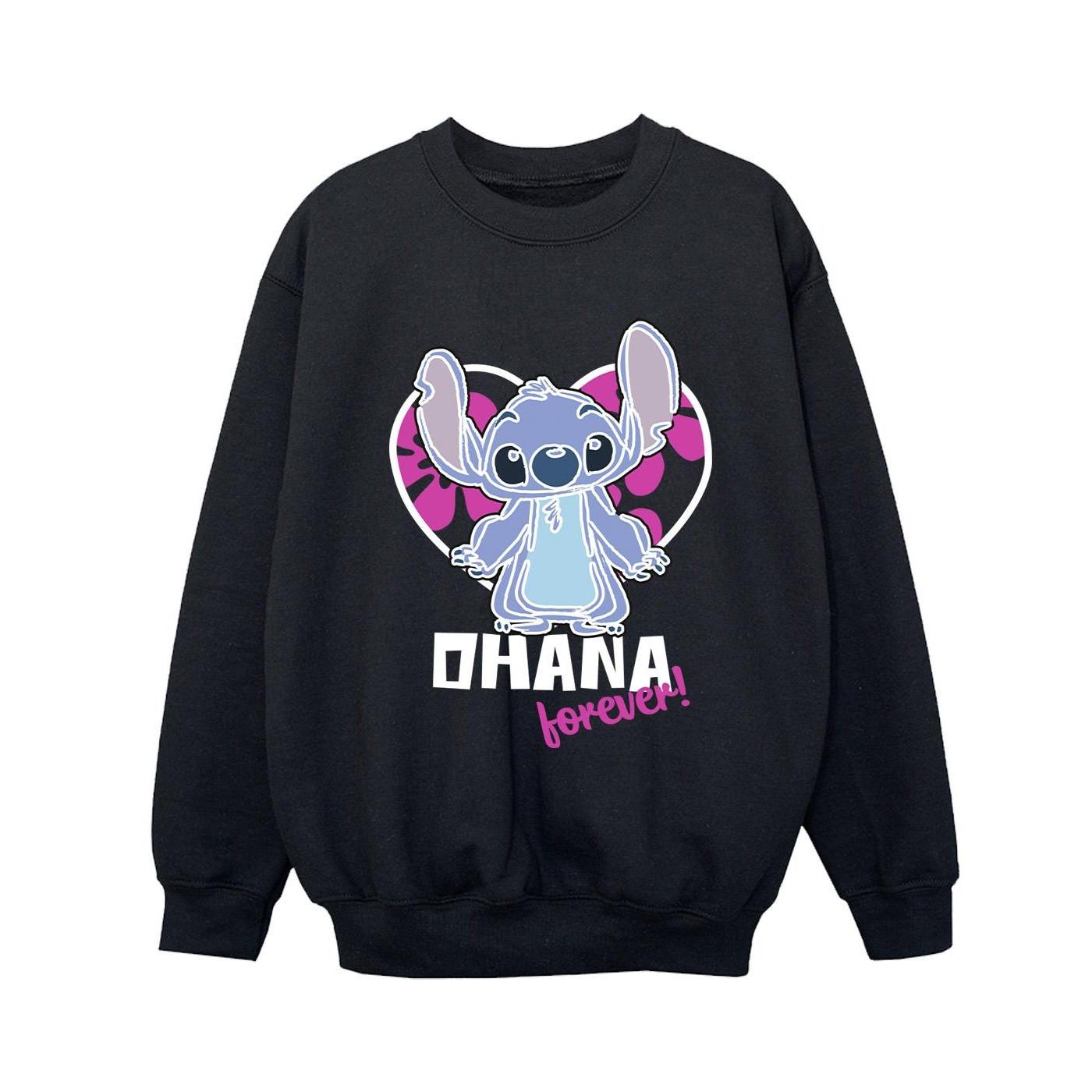 Image of Lilo And Stitch Ohana Forever Heart Sweatshirt Jungen Schwarz 116