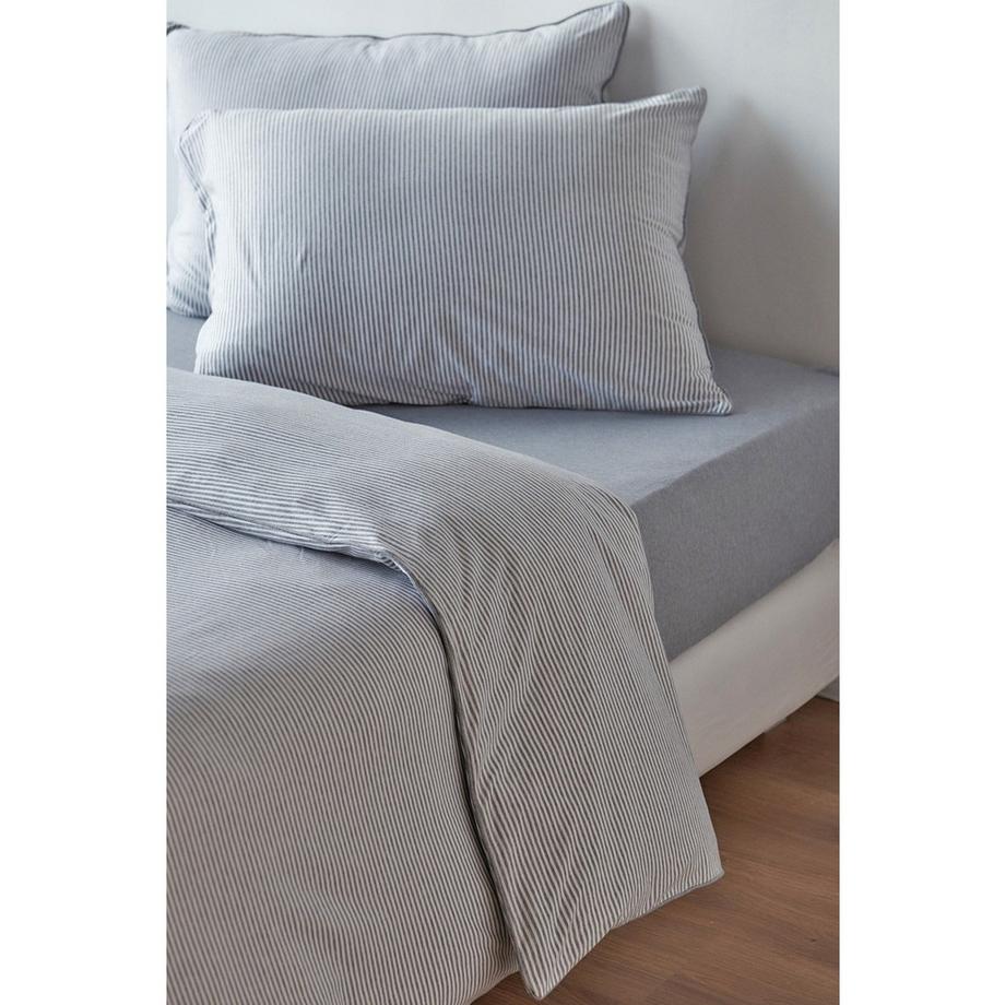 Living Home Melange Jersey Rayé Set de Linge de Lit  
