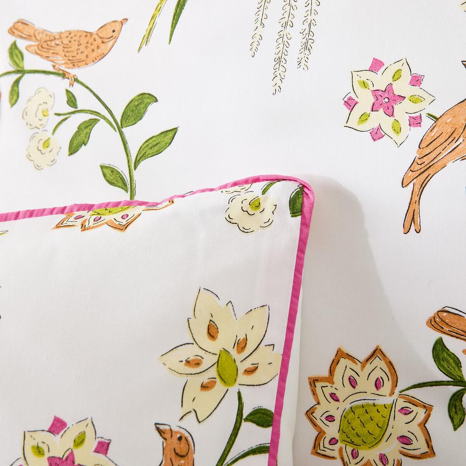 La Redoute Intérieurs Kissenbezug NORA aus Baumwollperkal mit Vogel- und Blumenprint  