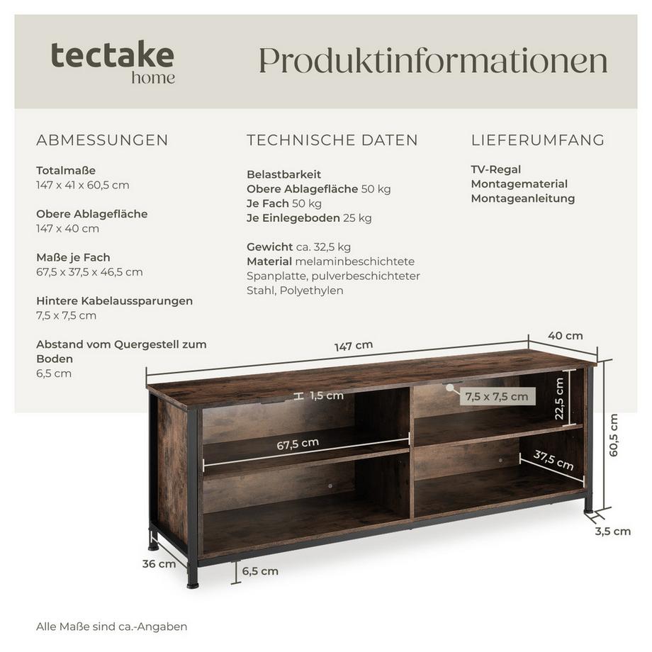 Tectake Credenza Navan stile industriale  